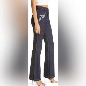 Cinq a Sept Haylie High Waisted Crystal Flare Leg Jeans size 4